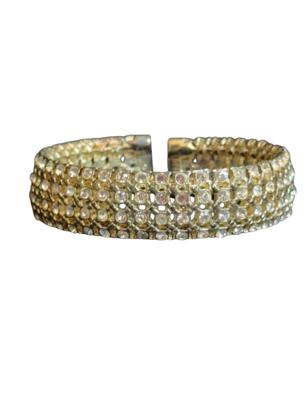 Gold-Tone Rhinestone Cuff Bracelet Women's Adjustable Fit Elegant Design
